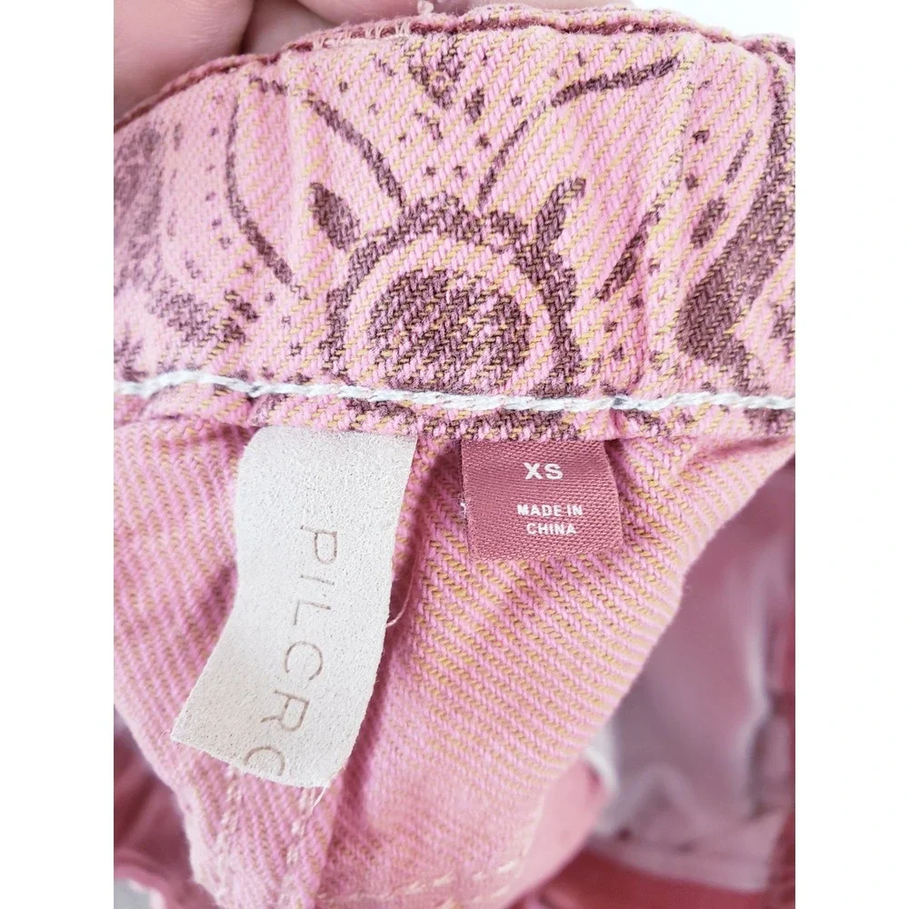Anthropologie‎ Pilcro Scrunchie Denim Shorts Floral Paisley Print Frayed Hem XS - Picture 8 of 8